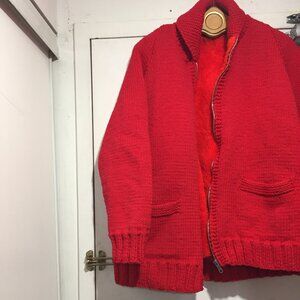 VINTAGE HANDMADE KNIT WOOL SWEATER JACKETS SIZE M